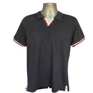 Mark Asher New York Blue Split V-Neck Short Sleeve Casual Polo Size L